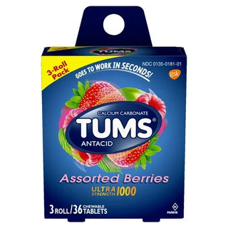 Tums Chewable Tablets Roll, Assorted Berries, 36 Ct
