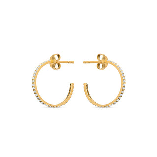 Leiah 14K Gold Hoop Earrings with White Diamonds