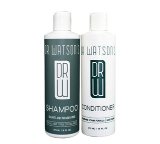 Dr. Watson's Hair Care | Trio of Shampoo & Conditioner & Body Wash | 16 Oz Each