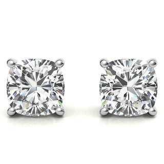 4.00 CTW Lab Created Moissanite Cushion Cut Stud Earrings in Sterling Silver - 8mm Stones