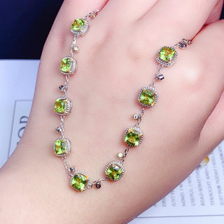 S925 Sterling Silver Natural Peridot Bracelet