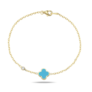 Clover Leaf Bracelet- Vintage Blue