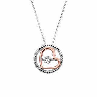 Dancing Gems Heart Necklace- Two Tone