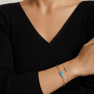 Divine Eye-  Lab Grown Opal Link Chain Lucky Eye Bracelet