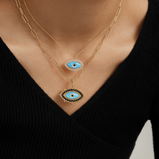 Divine Eye-  Lab Grown Opal Halo Lucky Eye Necklace
