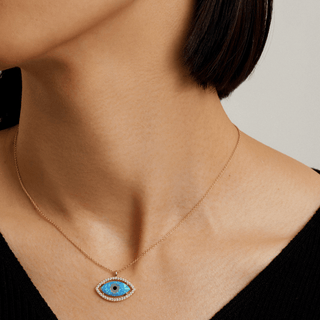 Divine Eye-  Lab Grown Opal Halo Lucky Eye Necklace
