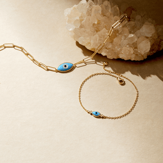 Divine Eye-  Lab Grown Opal Paperclip Chain Lucky Eye Bracelet