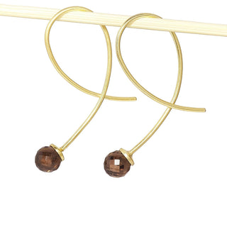 Crossover Smoky Quartz Discoball Earrings
