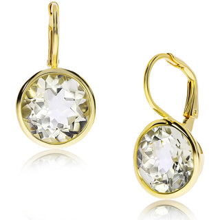 Elegant Round Lever Back Green Amethyst Earrings
