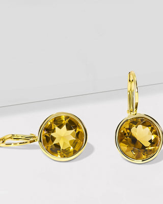 Elegant Round Lever Back Honey Quartz Earrings