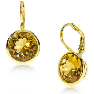 Elegant Round Lever Back Honey Quartz Earrings