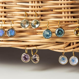 Elegant Round Lever Back Labradorite  Earrings