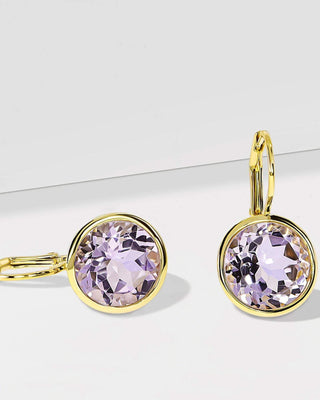 Elegant Round Lever Back Pink Amethyst Earrings