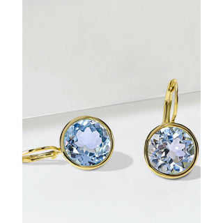Elegant Round Lever Back Sky Blue Topaz Earrings