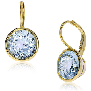 Elegant Round Lever Back Sky Blue Topaz Earrings