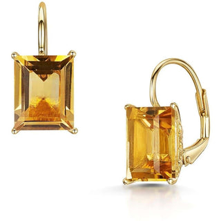 Emerald Cut Citrine Lever Back Earrings