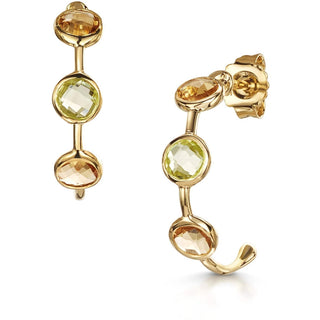 Lemon Quartz and Citrine Hoop Earrings