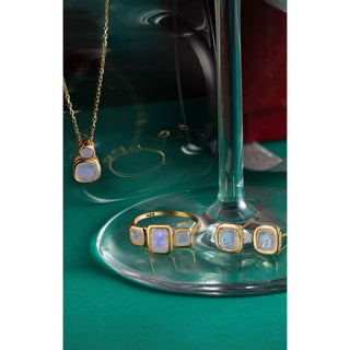 Malaika Rainbow Moonstone Cushion Cut Earrings