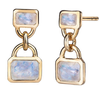 Malaika Rainbow Moonstone Double Octagon Earrings