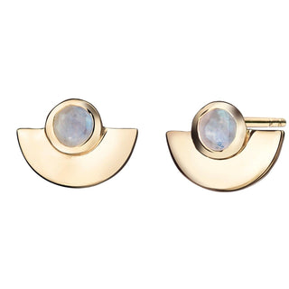 Malaika Rainbow Moonstone Round Eclipse Earrings