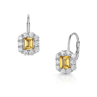 Mini Emerald Cut Citrine Earrings