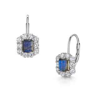 Mini Emerald Cut Labradorite Earrings