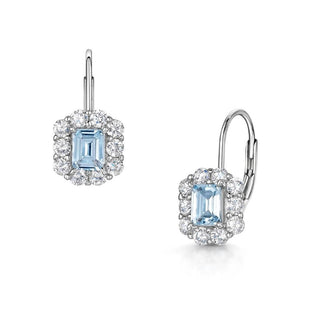 Mini Emerald Cut Sky Blue Topaz Earrings