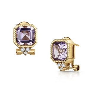 Pink Amethyst Asscher Cut Earrings