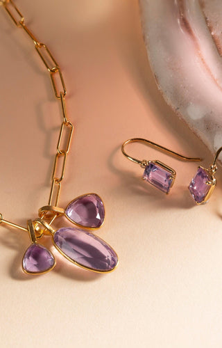 Pink Amethyst Dangle Earrings