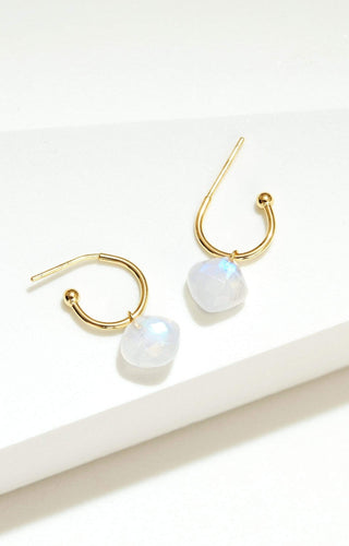 Rainbow Moon Stone Hanging Tile Earring