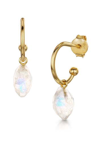 Rainbow Moon Stone Hanging Tile Earring
