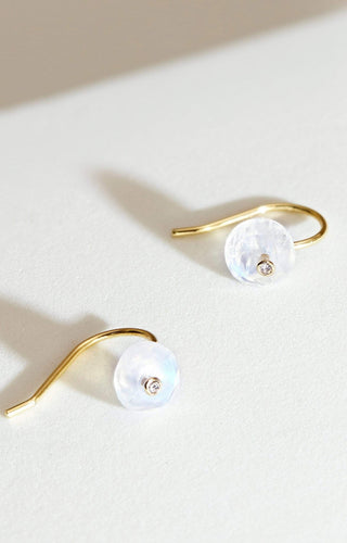 Rainbow Moonstone Disc Earrings