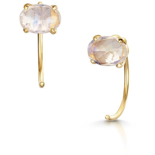 Rainbow Moonstone Hoop Earrings