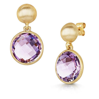 Round Shimmering Pink Amethyst Dangle Earrings