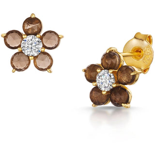 Smoky Quartz Daisy Earrings