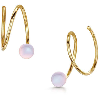 Spiral Rainbow Moonstone Earrings