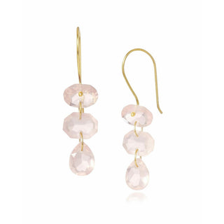 Three Link Rose Quartz Earrings
