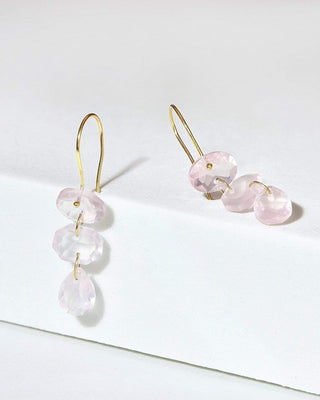 Three Link Rose Quartz Earrings