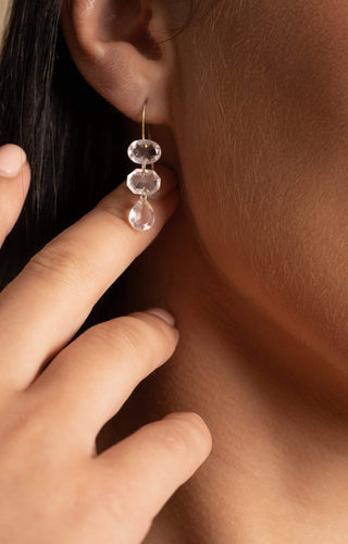 Three Link Rose Quartz Earrings