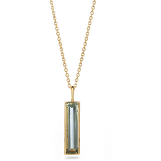 Elongated Baguette Green Amethyst Necklace