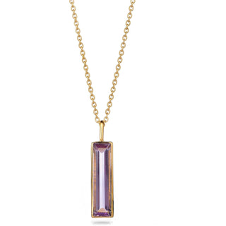 Elongated Baguette Pink Amethyst Necklace