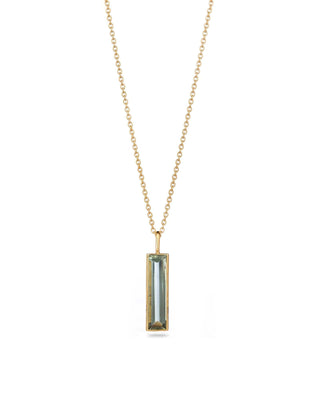 Elongated Baguette Green Amethyst Necklace