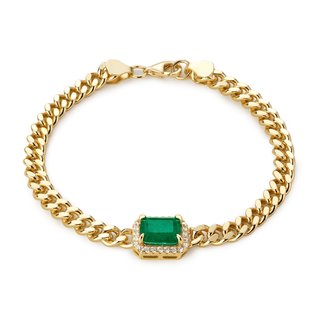 Envy- Queen Curb Link Chain Emerald Bracelet