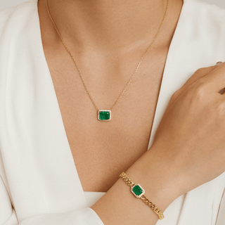 Envy- Queen Curb Link Chain Emerald Bracelet