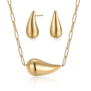 Golden Raindrop Necklace & Earrings Set