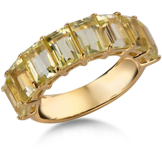 Half Eternity Lemon Quartz Baguette Ring