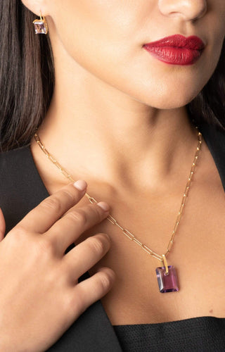 Pink Amethyst Slab Necklace