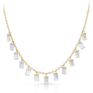 Baguette Charms Rainbow Moonstone Necklace