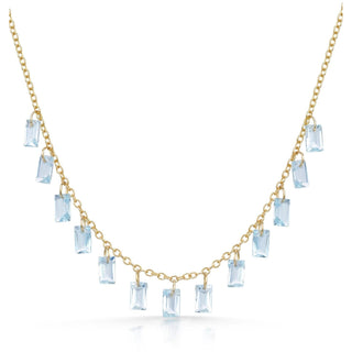 Baguette Charms Sky Blue Topaz Necklace