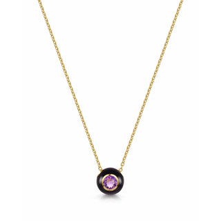 Black Enamel Rose Cut Amethyst Necklace